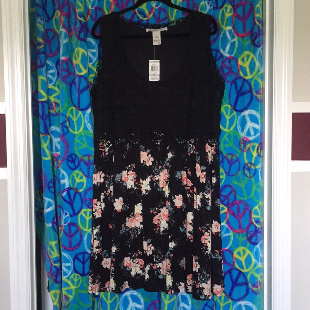 American Rag Macy dress black lace floral